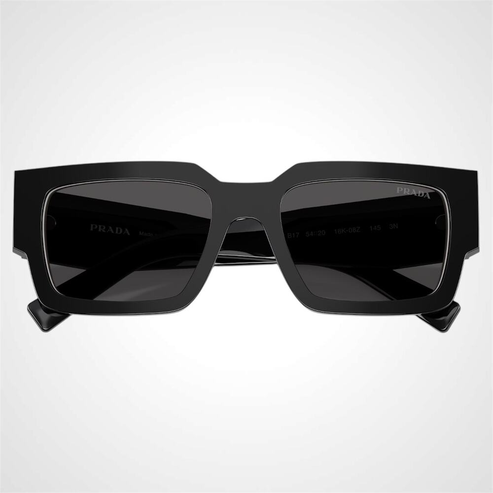 LUXURY NEW PRADA Sunglasses Black & Talc Rectangle Square Mens 54mm Prada - Picture 5 of 6